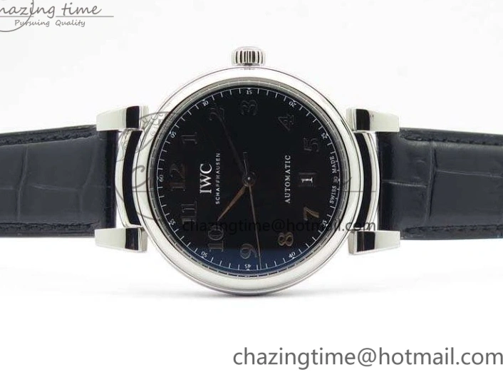 MIROTIME 0202 Tailored Da Vinci IW356601 SS MKF 1:1 Best Edition Black Dial On Black Leather Strap A 7231